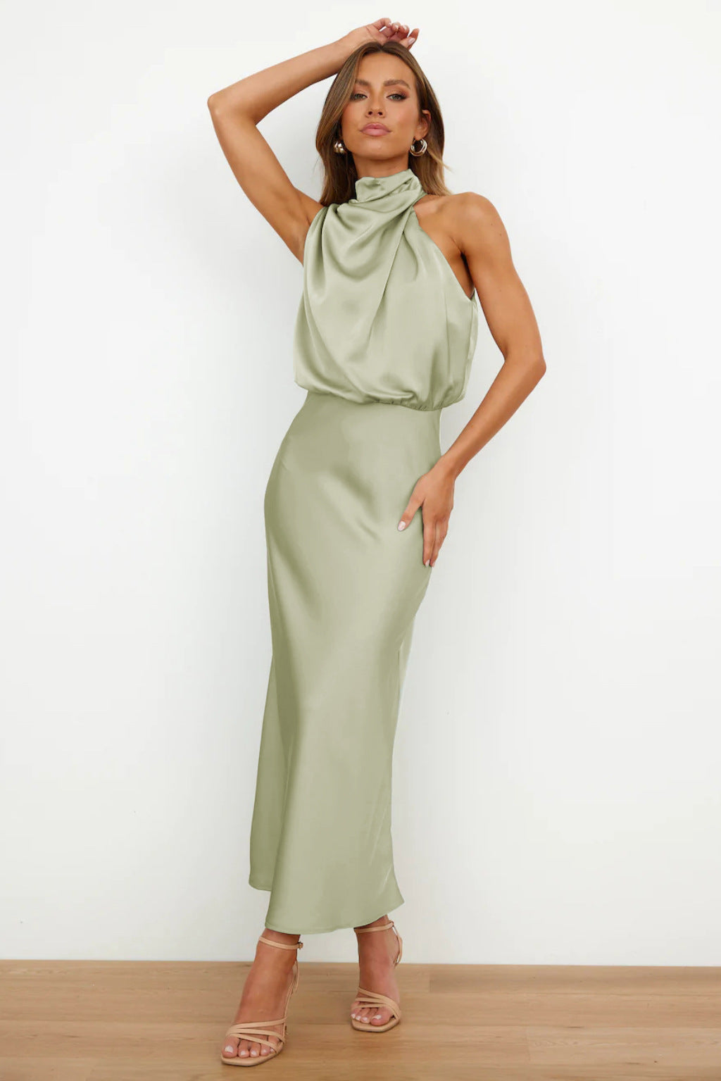 Leila | Draped Open-Back Satin Dress for Summer