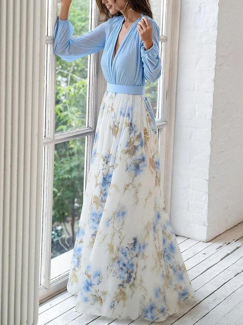 Ava | V-Neck Floral Maxi Women Party Dress for Summer