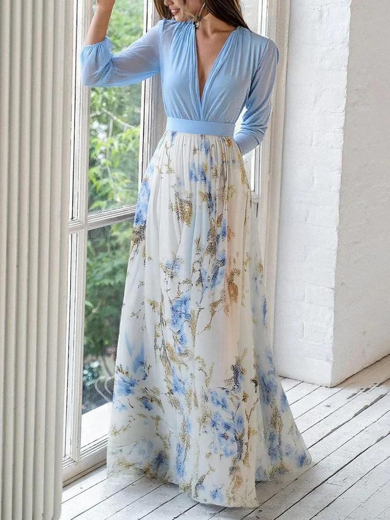 Ava | V-Neck Floral Maxi Women Party Dress for Summer