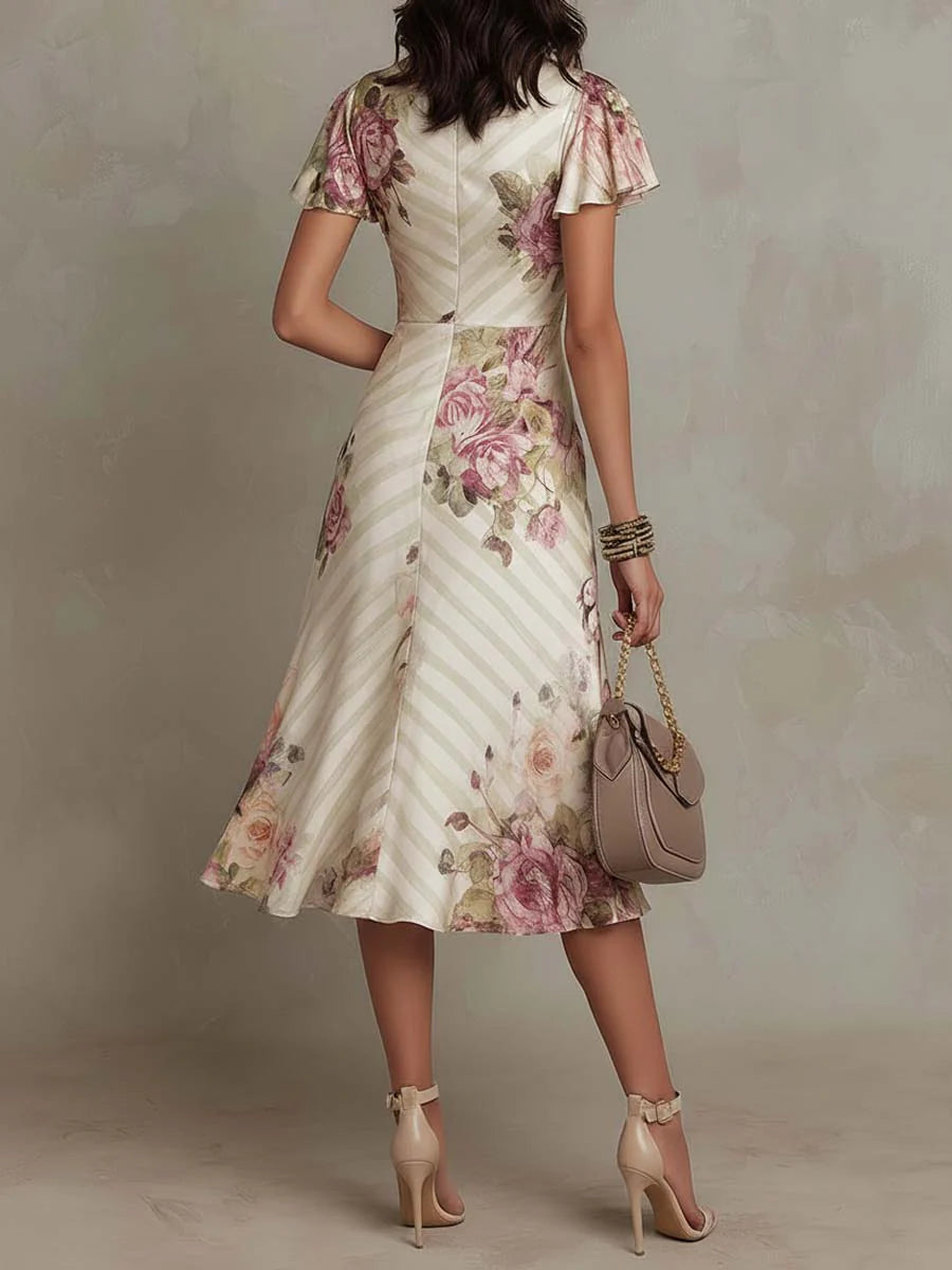 Piper | Satin Floral Midi Women Party Dress