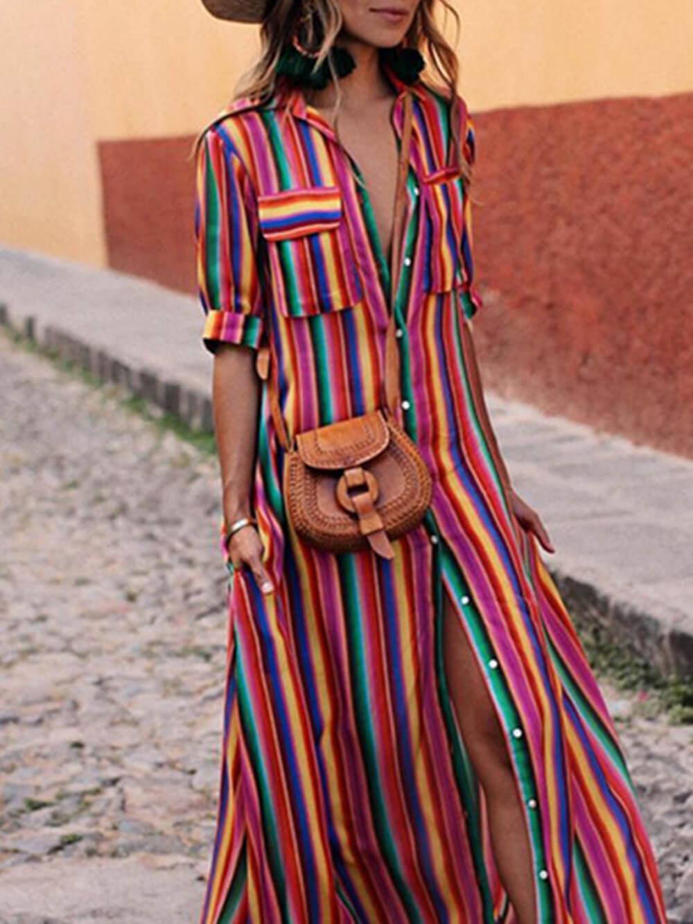 Sienna | Striped Shirt and Maxi Skirt Two-Piece Set