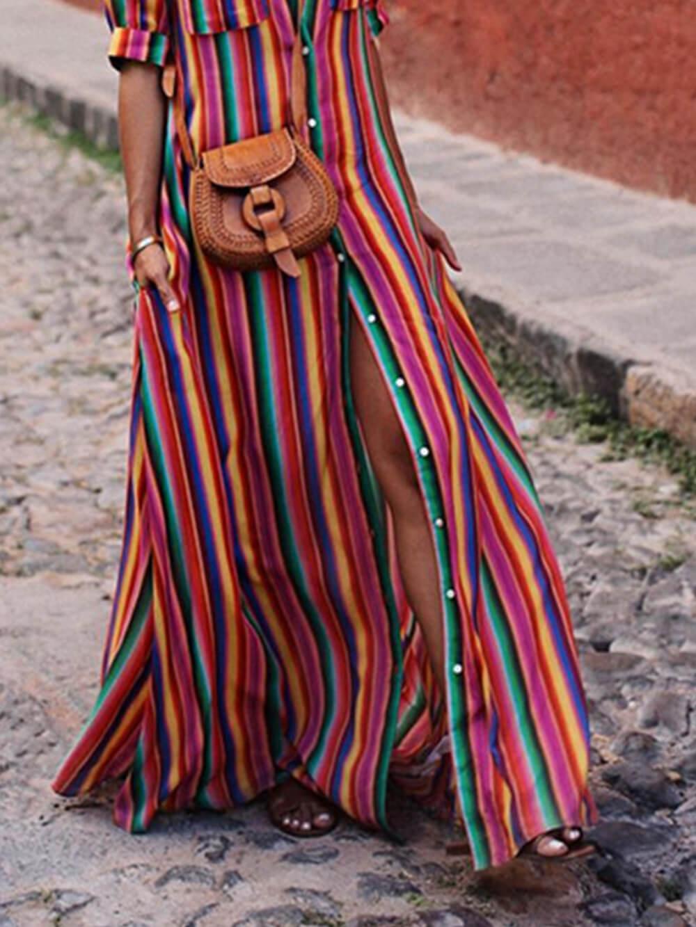 Sienna | Striped Shirt and Maxi Skirt Two-Piece Set