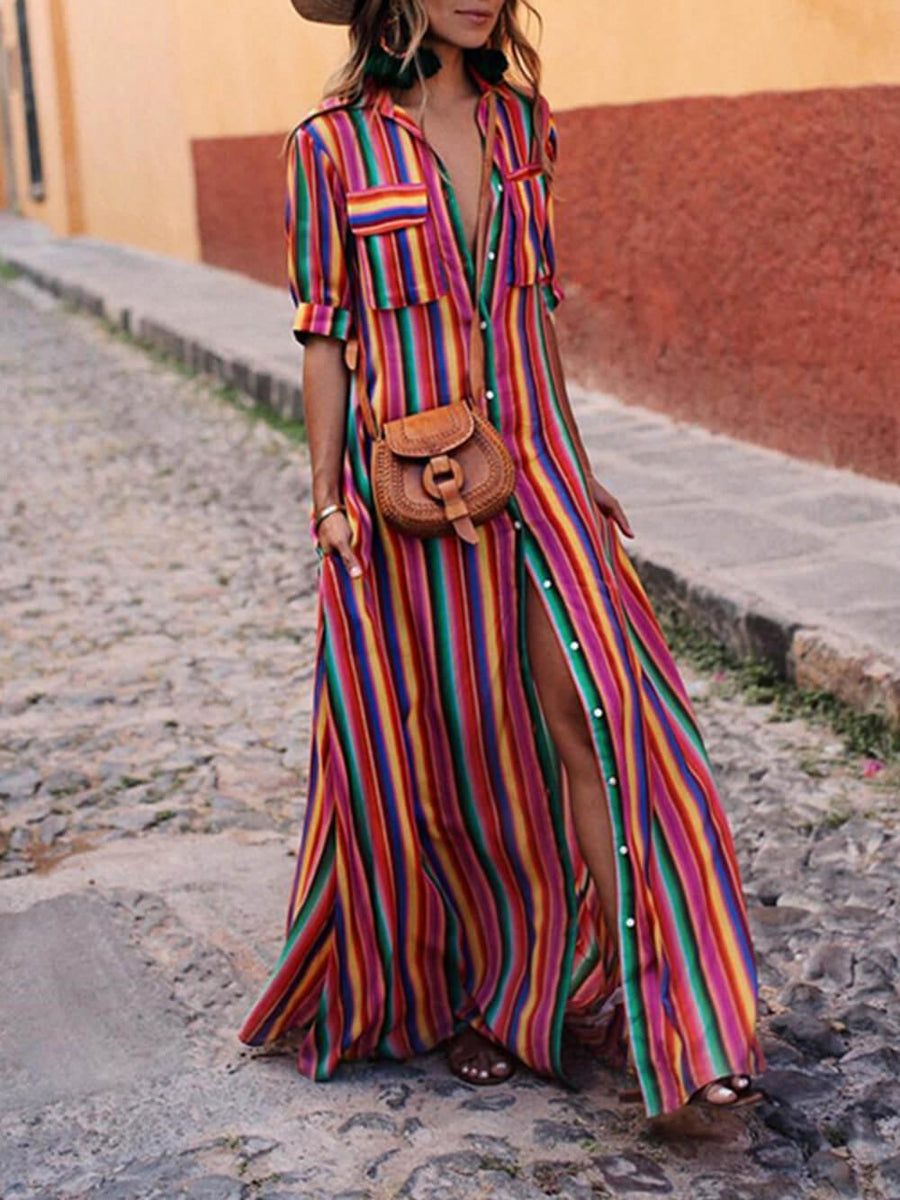 Sienna | Striped Shirt and Maxi Skirt Two-Piece Set