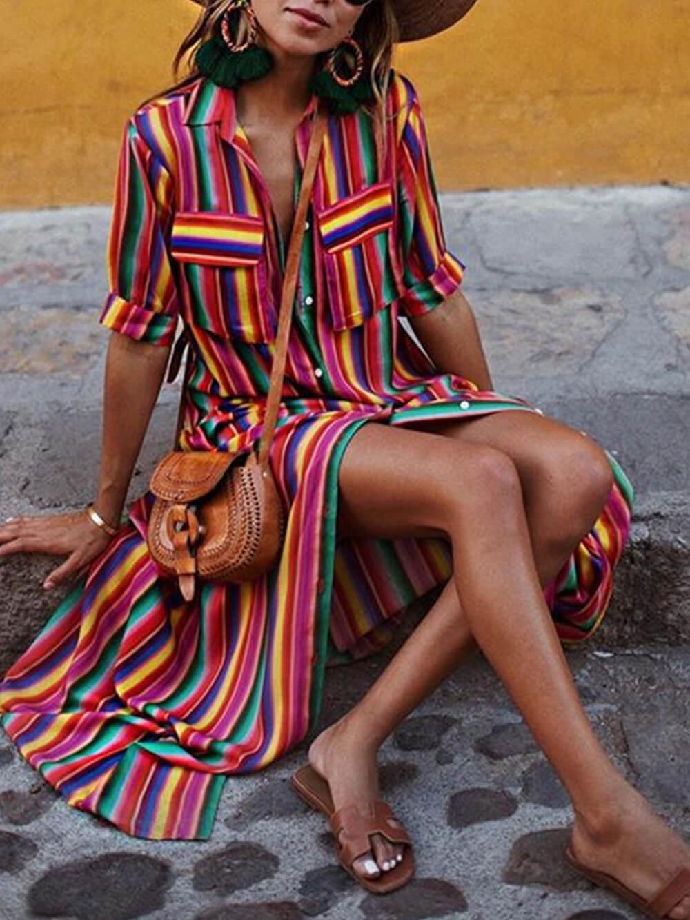 Sienna | Striped Shirt and Maxi Skirt Two-Piece Set