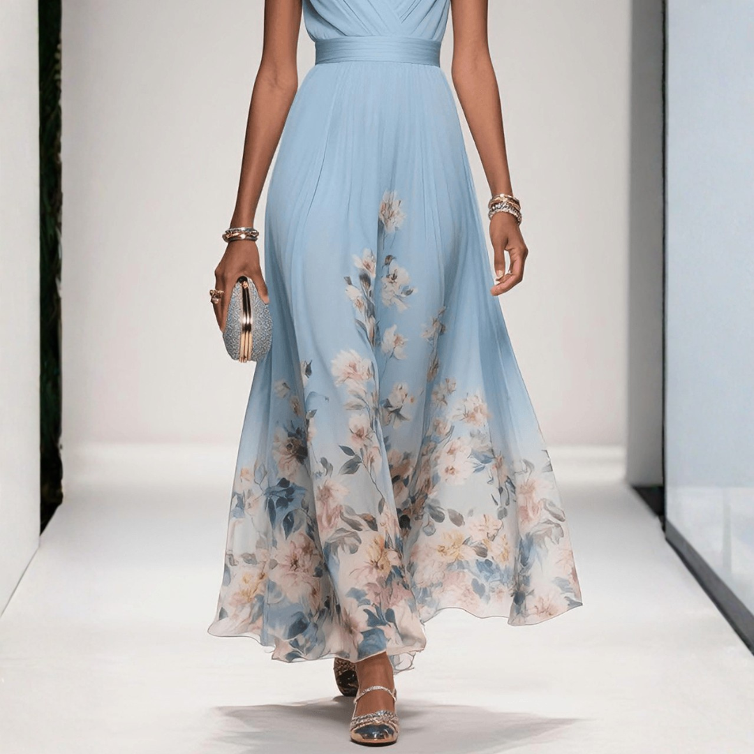 Phoebe | Floral V-Neck Chiffon Maxi Dress for Summer