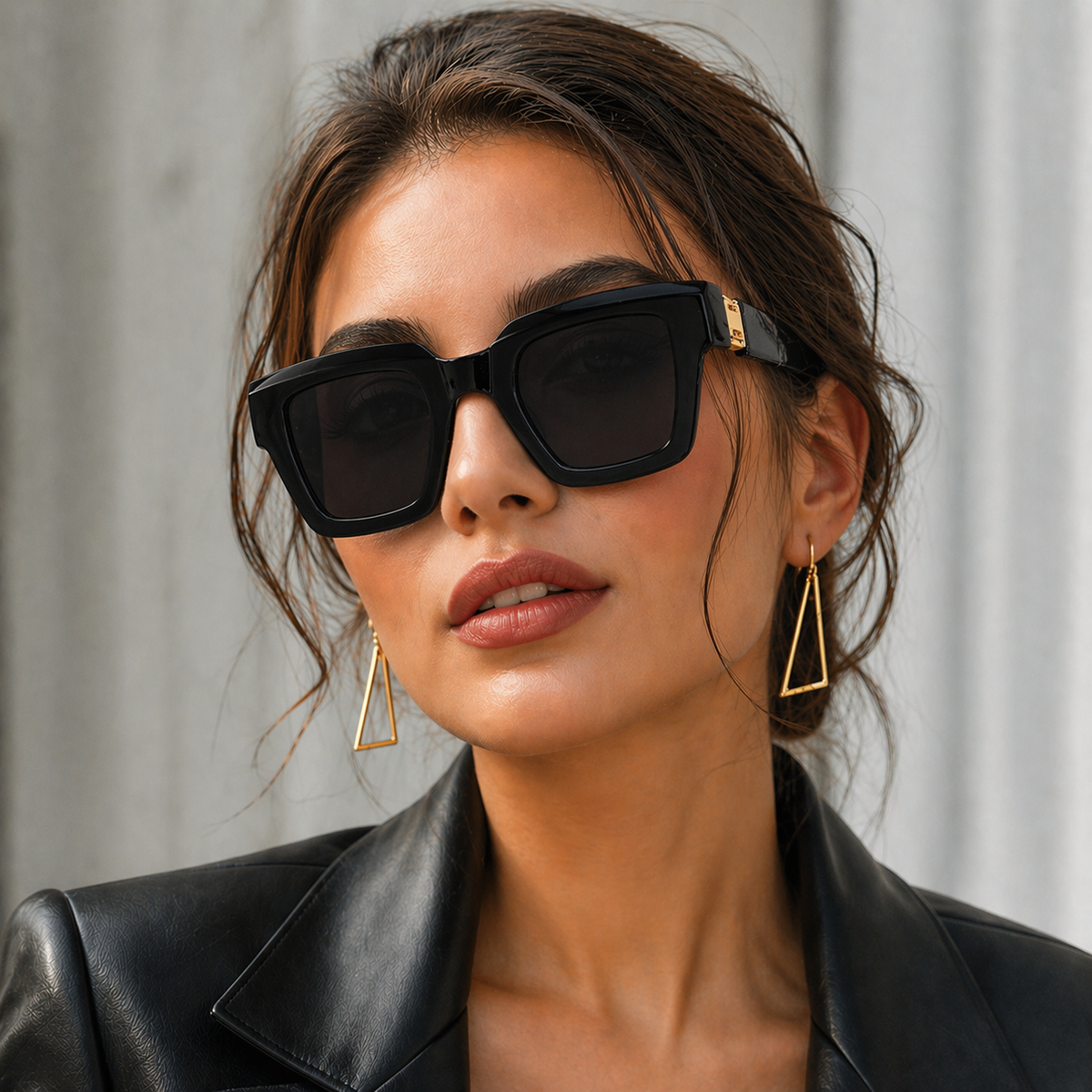 Victoria | Oversized Black Gold-Detail Sunglasses for Summer