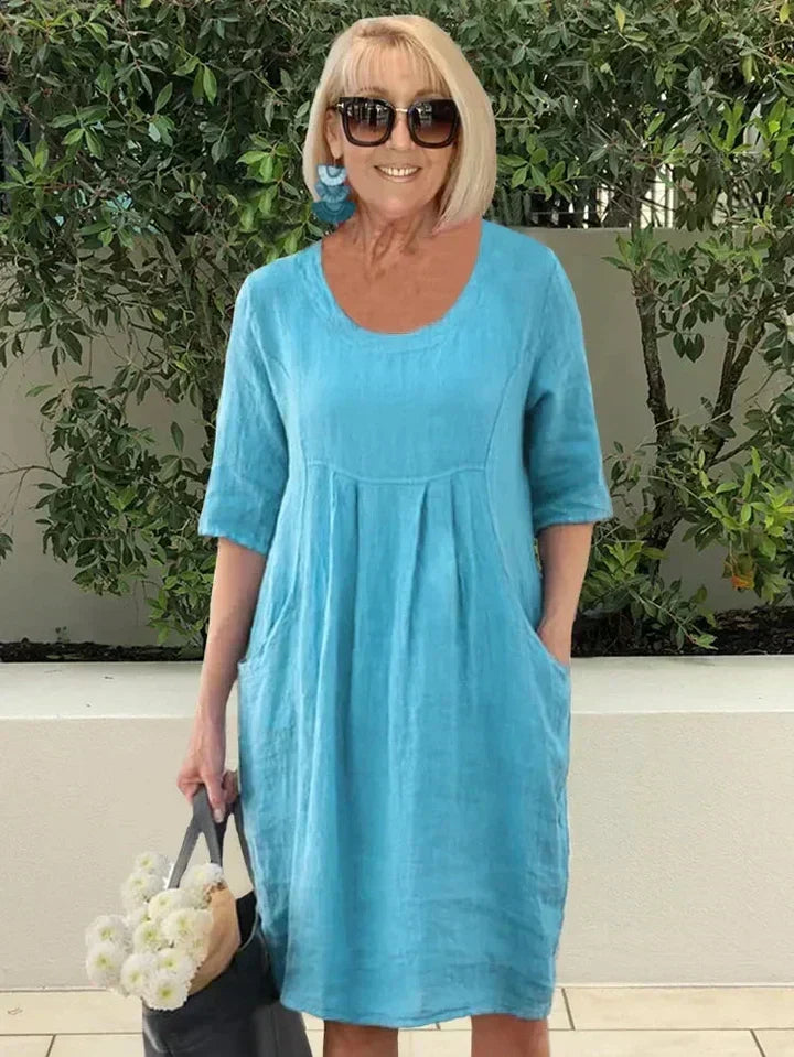 Mila | Loose Hidden-Pocket Midi Dress