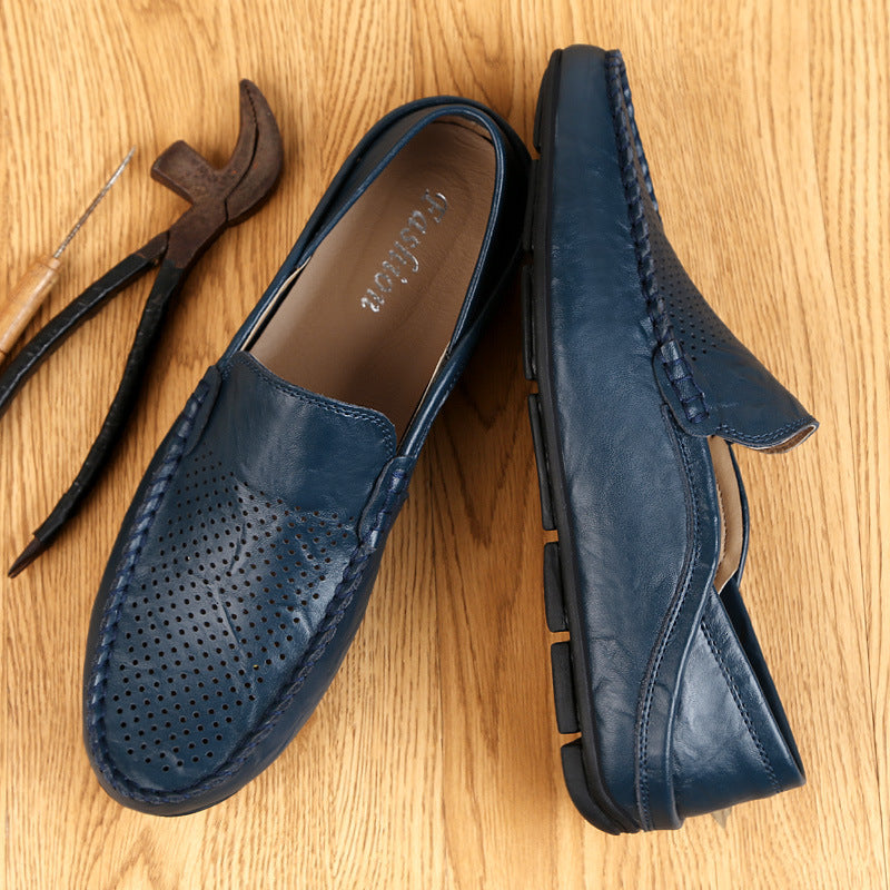 Gabriel | Perforated Leather Moc-Toe Men Loafers for Summer