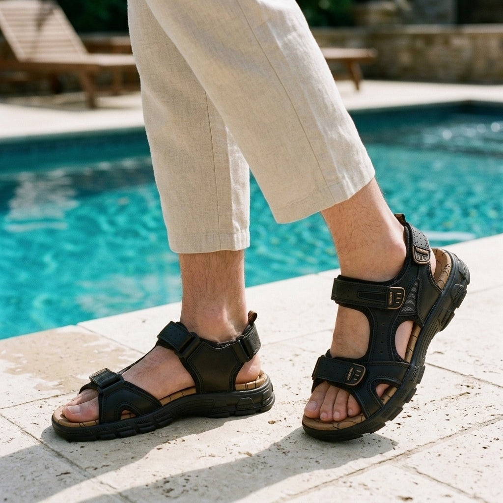 Rhys | Dual Velcro Ankle-Strap Pool Men Sandals for Summer