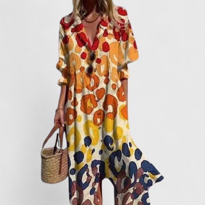 Violet | Bold Print Relaxed Boho Maxi Dress for Summer