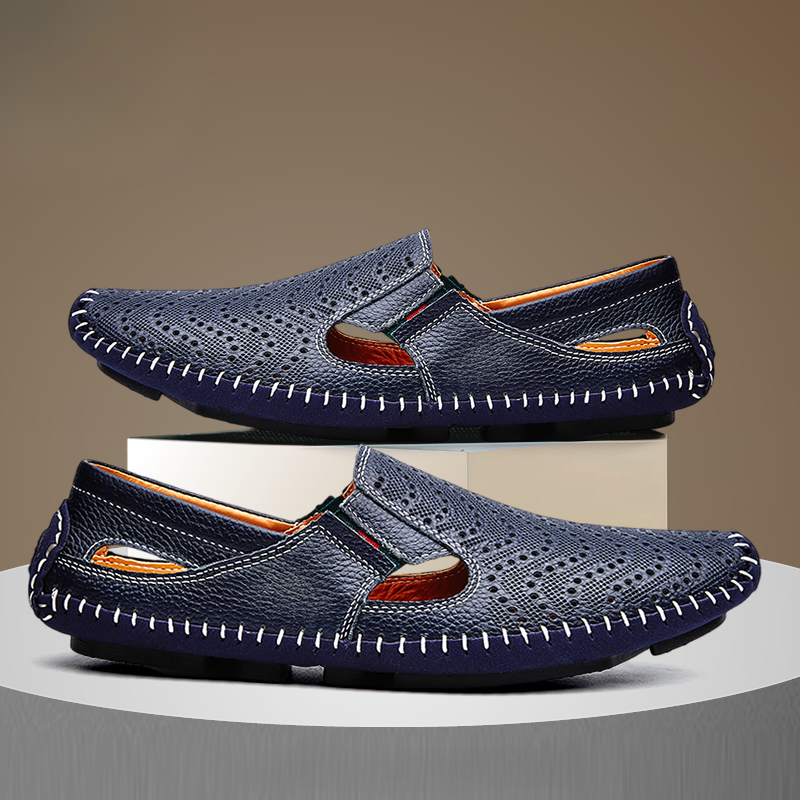 Silas | Perforated Leather Closed-Toe Men Sandals for Summer