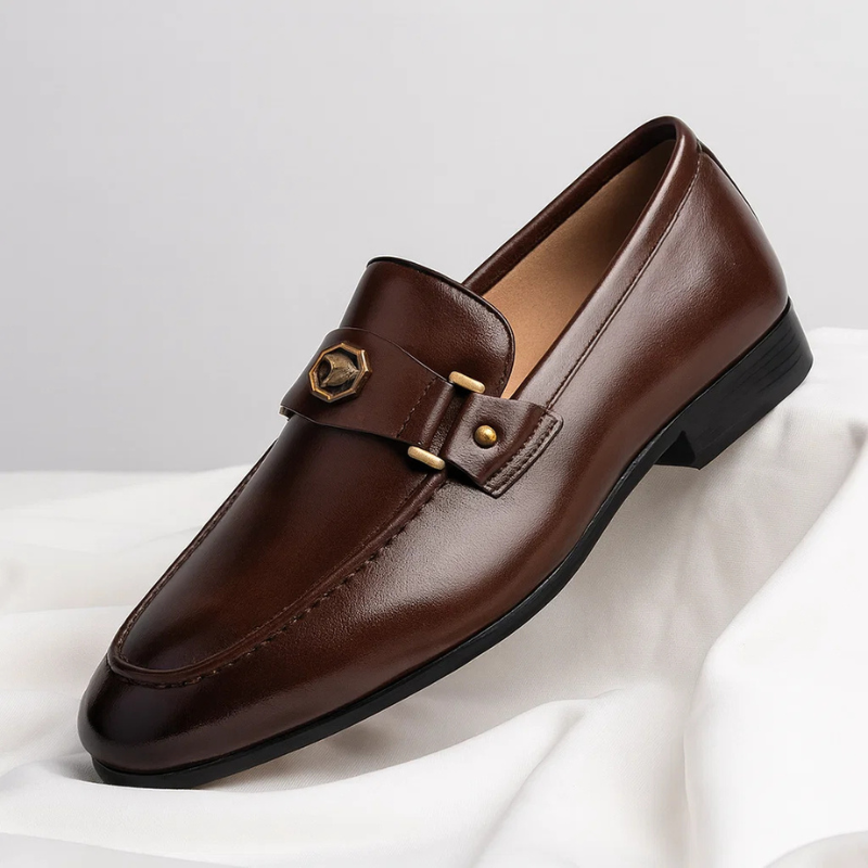 Callum | Gold-Tone Buckle Leather Men Loafers
