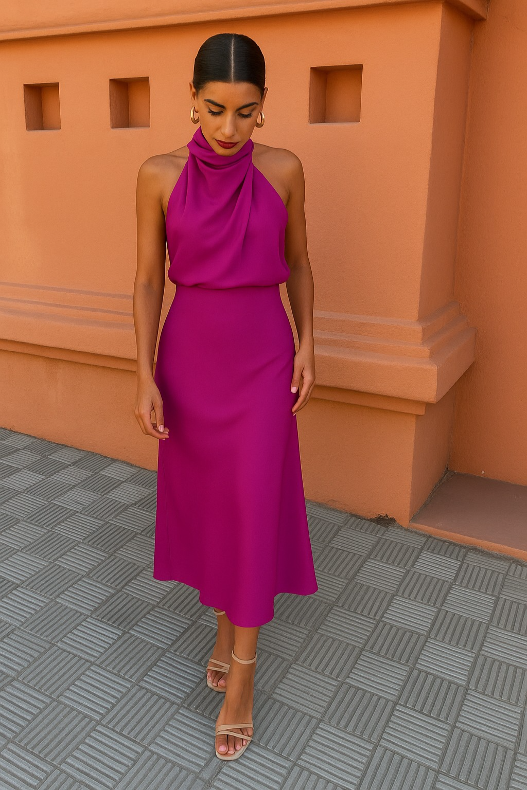 Leila | Draped Open-Back Satin Dress for Summer