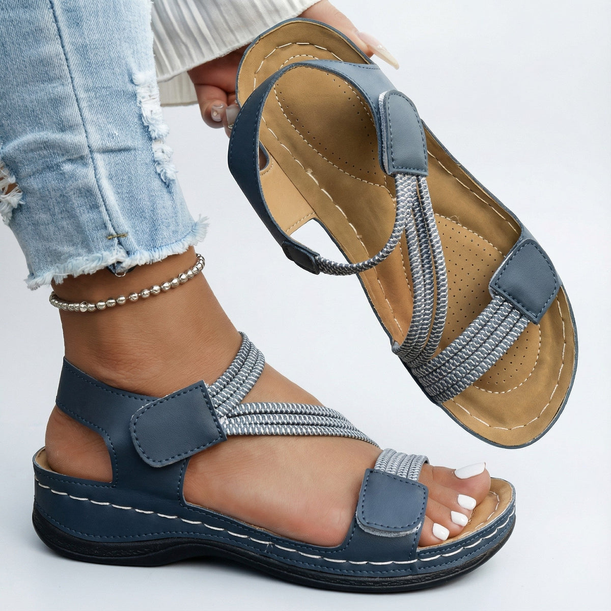 Holly | Crossover Hook-and-Loop Wedge Women Sandals for Summer