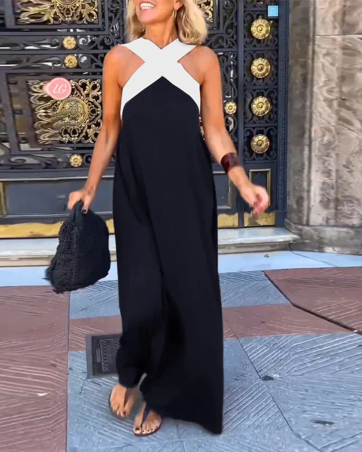 Tamsin | Crossover V-Neck Linen Maxi Dress for Summer