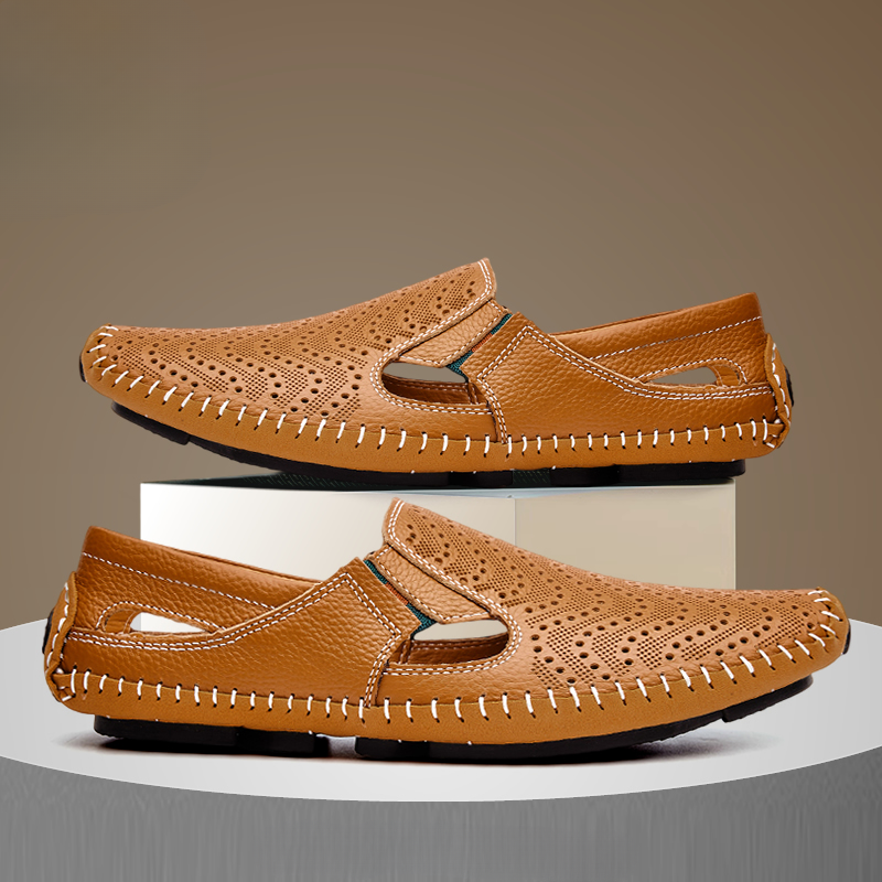 Silas | Perforated Leather Closed-Toe Men Sandals for Summer