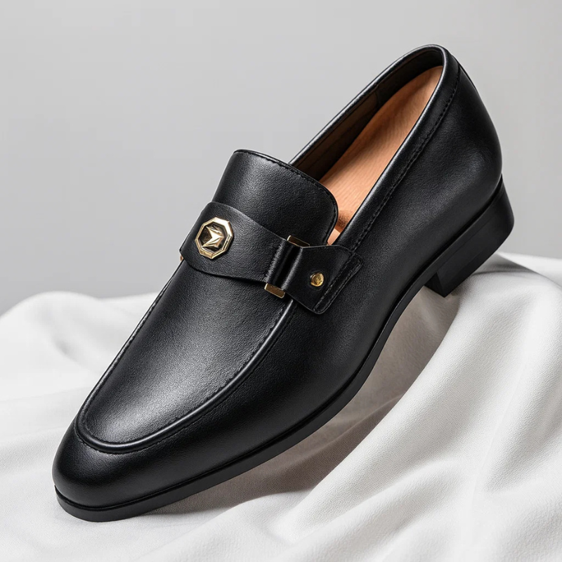 Callum | Gold-Tone Buckle Leather Men Loafers
