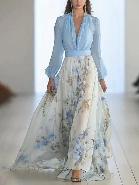 Ava | V-Neck Floral Maxi Women Party Dress for Summer