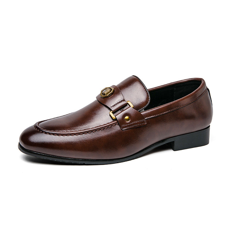 Charles | Emblem-Buckle Leather Formal Men Loafers