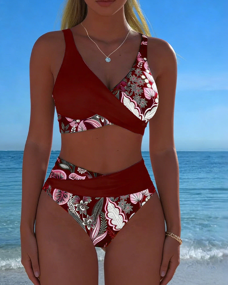 Fiona | Floral V-Neck Wireless Bikini Women Swimwear Set