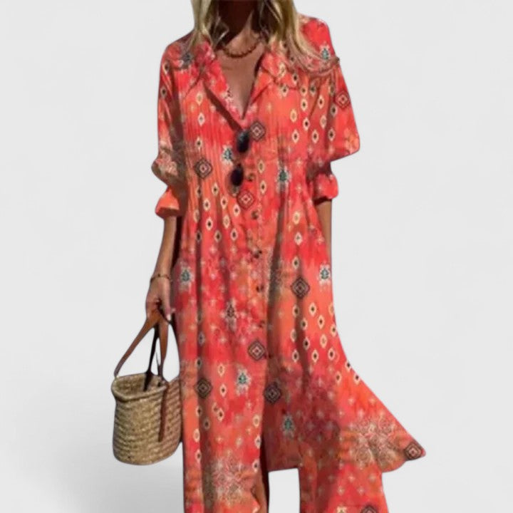 Violet | Bold Print Relaxed Boho Maxi Dress for Summer