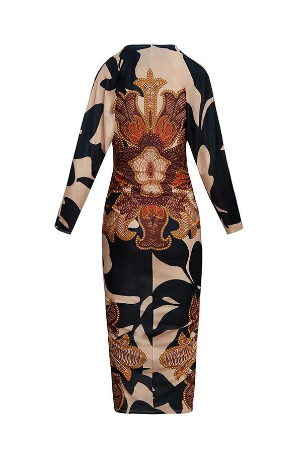 Daphne | Dolman-Sleeve Ruched-Slit Women Party Dress