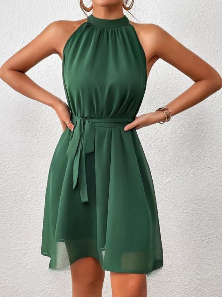 Aria | Halter Belted Sleeveless Mini Dress for Spring