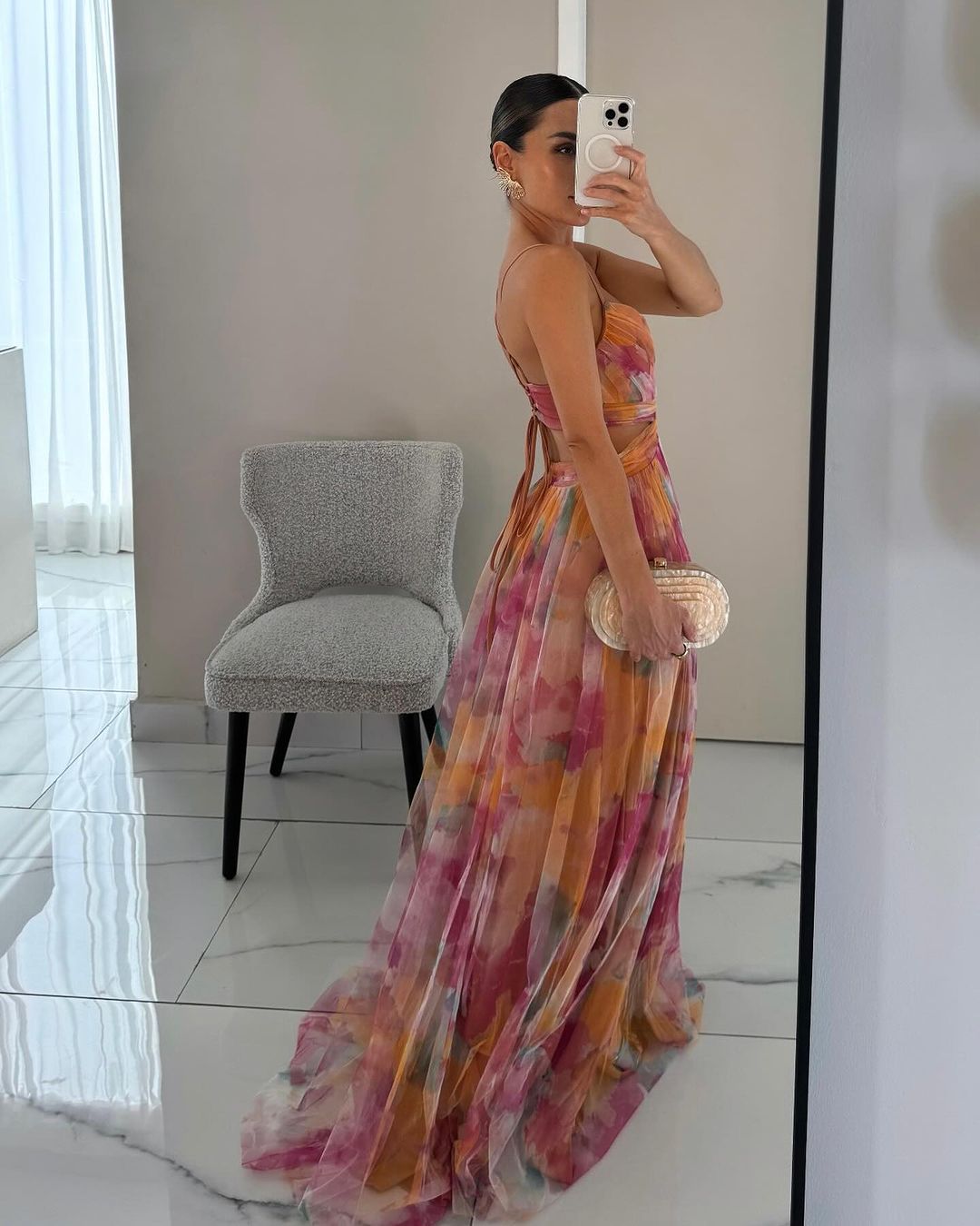 Leah | Floral Adjustable Open-Back Maxi Dress