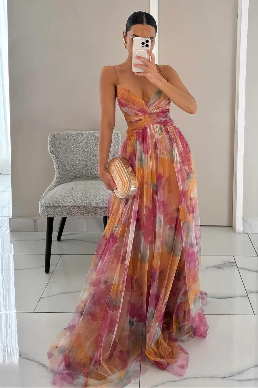 Leah | Floral Adjustable Open-Back Maxi Dress