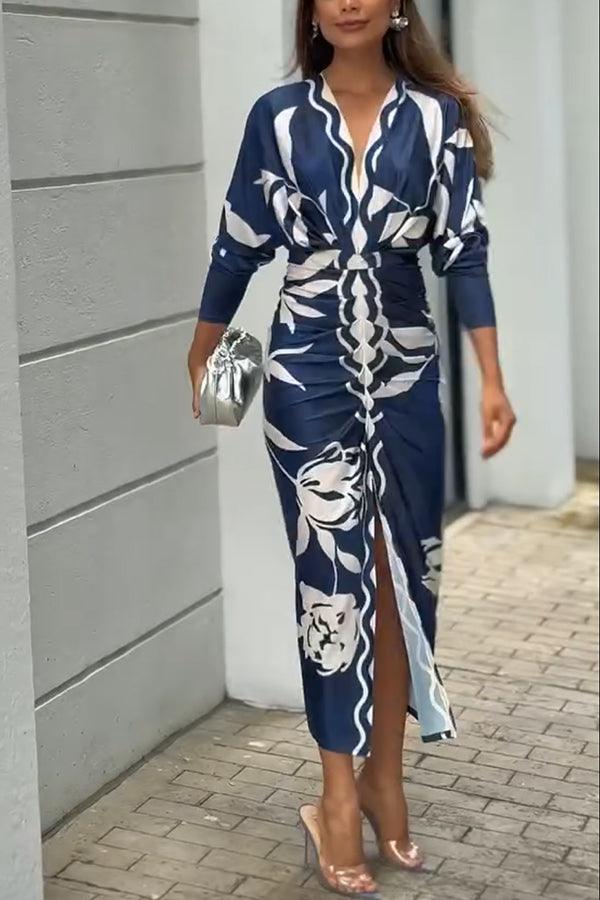 Daphne | Dolman-Sleeve Ruched-Slit Women Party Dress
