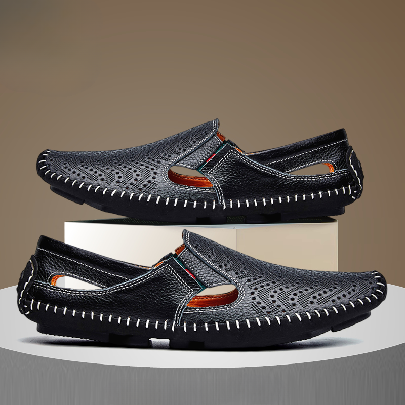 Silas | Perforated Leather Closed-Toe Men Sandals for Summer
