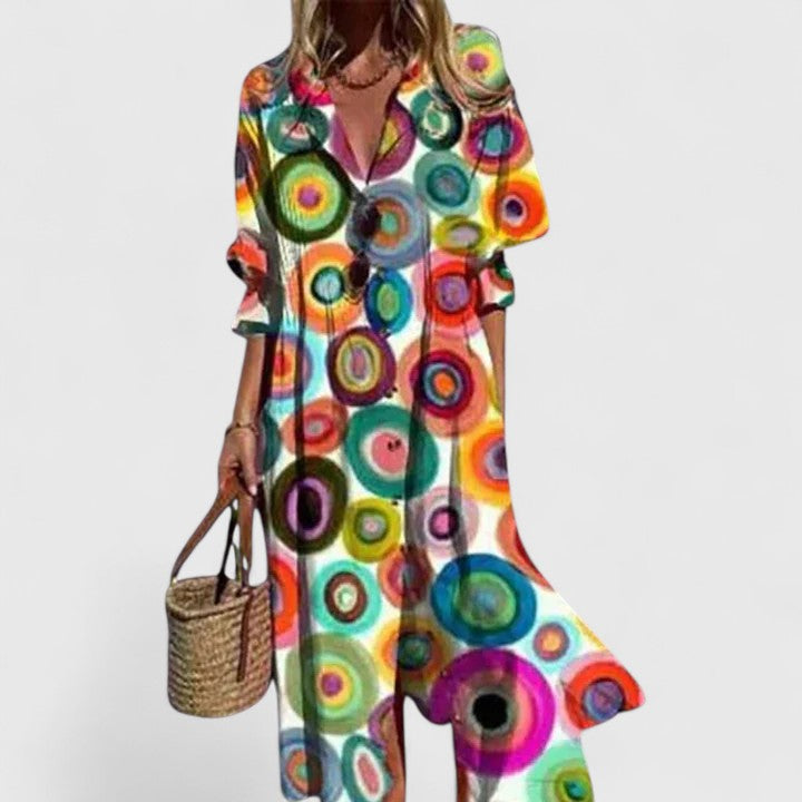 Violet | Bold Print Relaxed Boho Maxi Dress for Summer