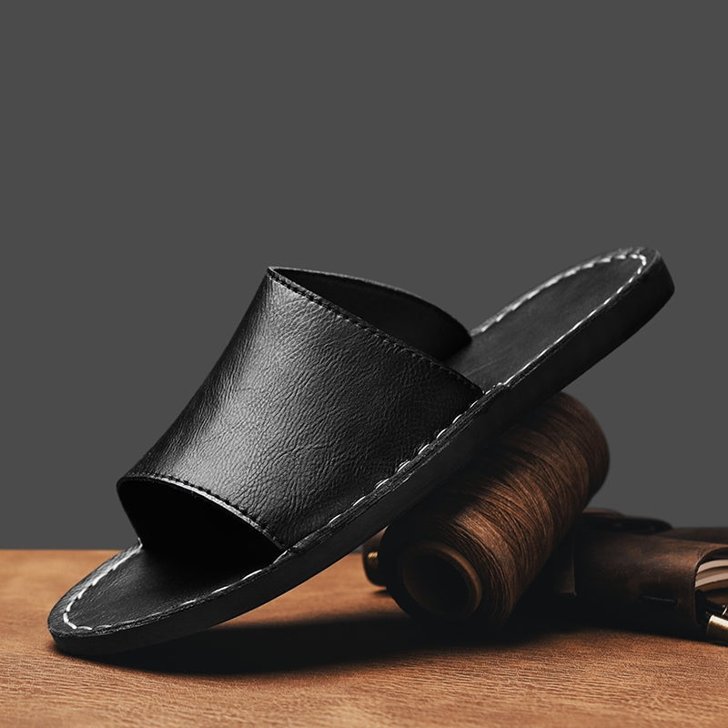 Ronan | Hand-Stitched Leather Slide Men Sandals for Summer