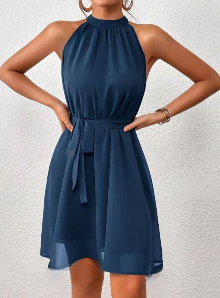 Aria | Halter Belted Sleeveless Mini Dress for Spring