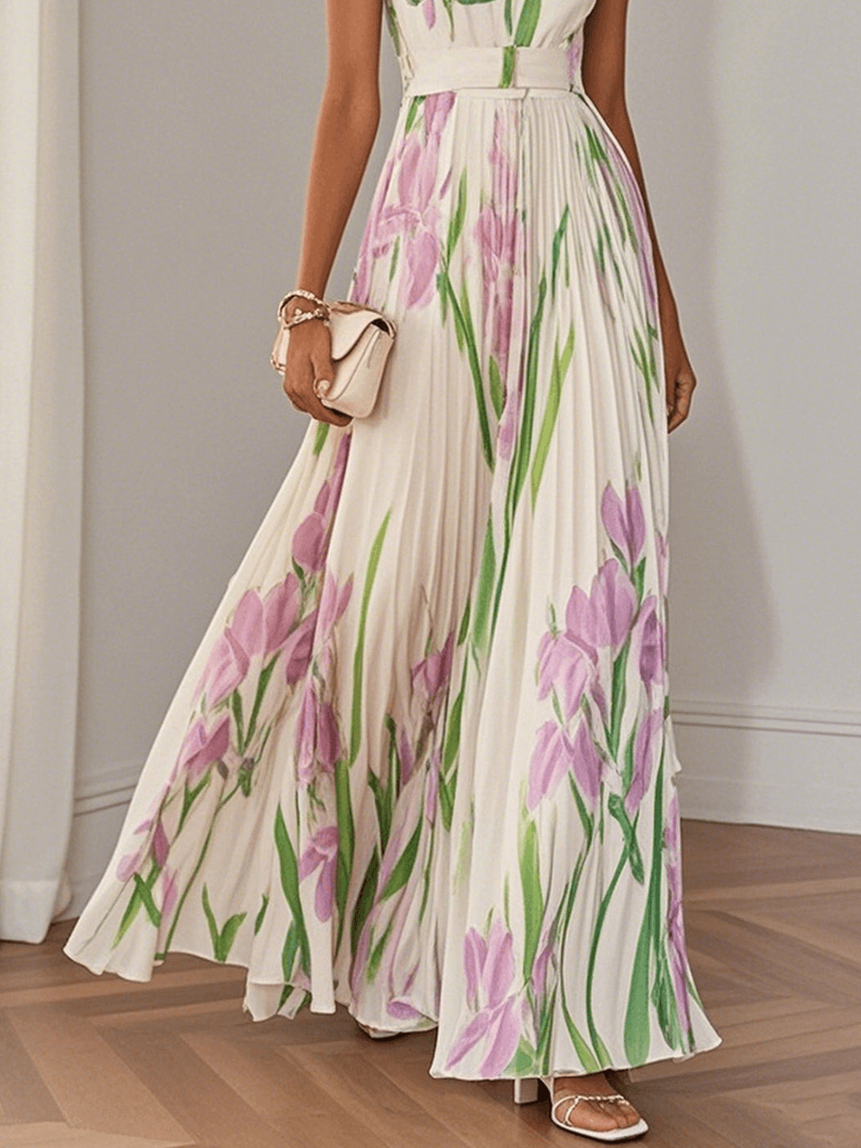 Emily | Square-Neck Pleated Chiffon Women Party Dress for Summer