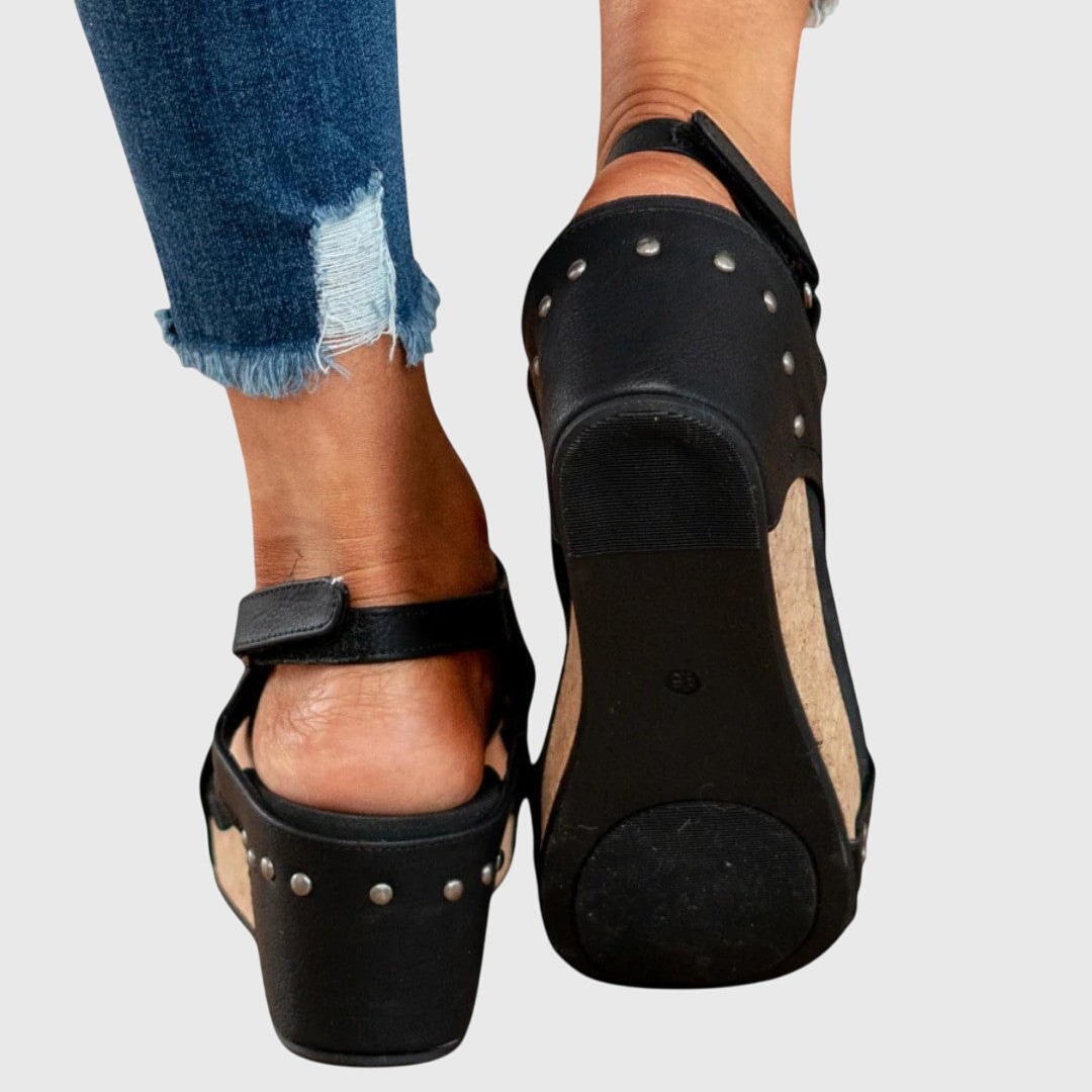 Poppy | Cork Cutout Peep-Toe Wedge Women Sandals for Summer