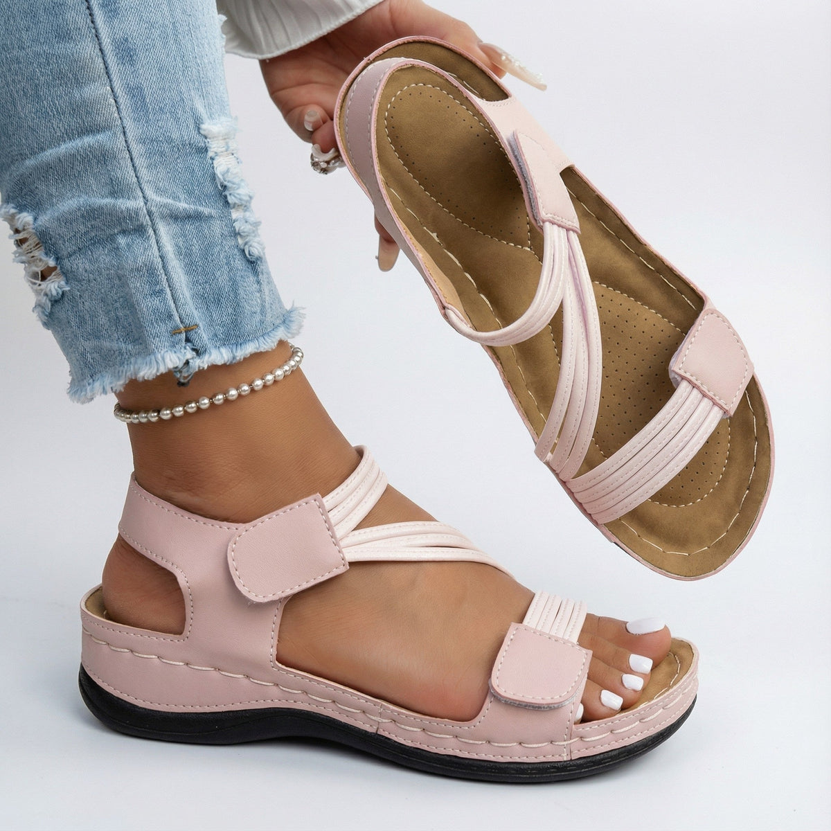 Holly | Crossover Hook-and-Loop Wedge Women Sandals for Summer