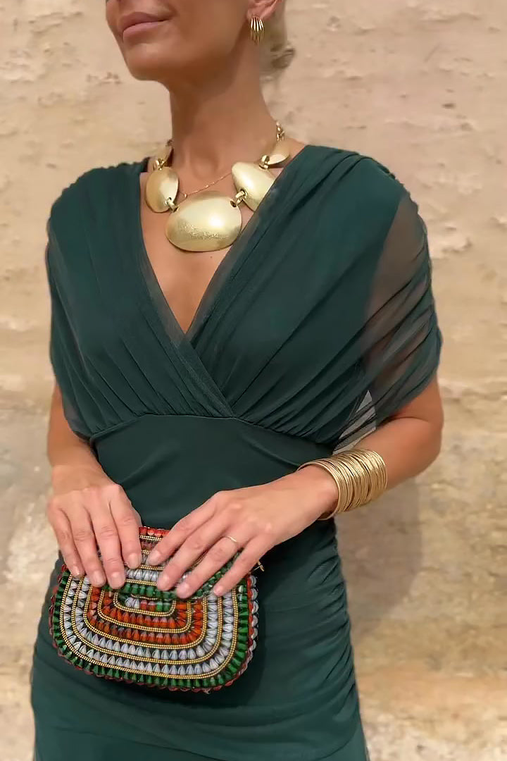 Selena | V-Neck Pleated-Waist Chiffon Maxi Dress