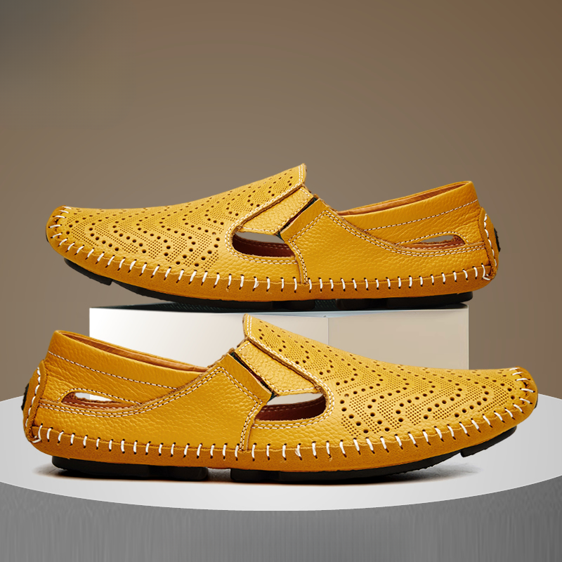 Silas | Perforated Leather Closed-Toe Men Sandals for Summer