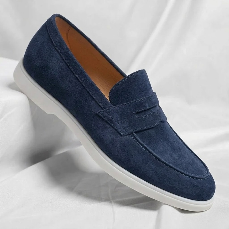 Wesley | Slim Suede White-Sole Penny Men Loafers