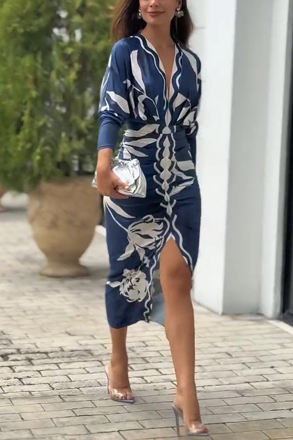 Daphne | Dolman-Sleeve Ruched-Slit Women Party Dress