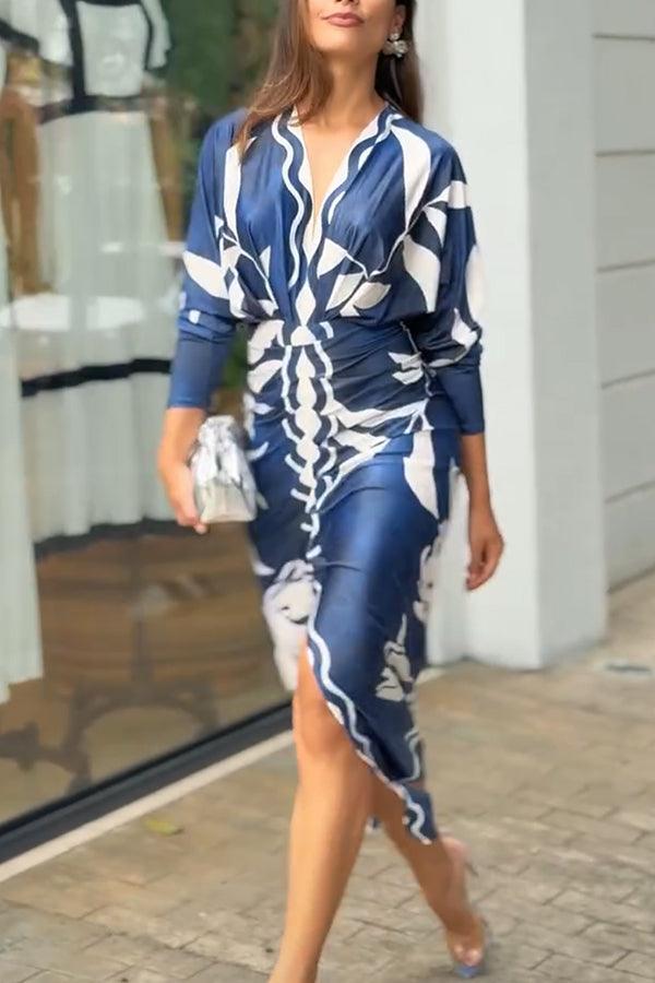 Daphne | Dolman-Sleeve Ruched-Slit Women Party Dress
