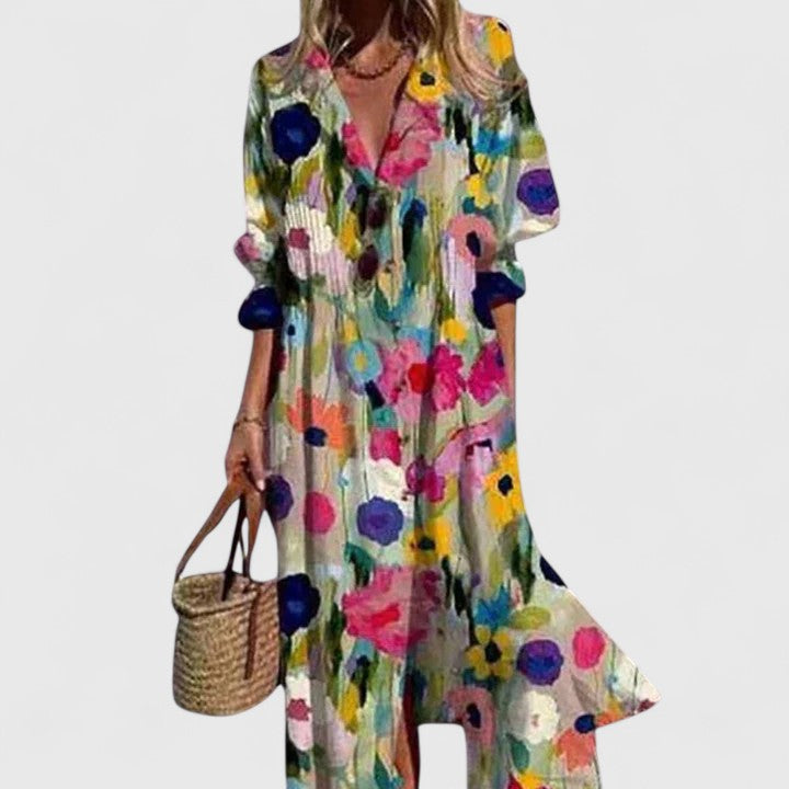 Violet | Bold Print Relaxed Boho Maxi Dress for Summer