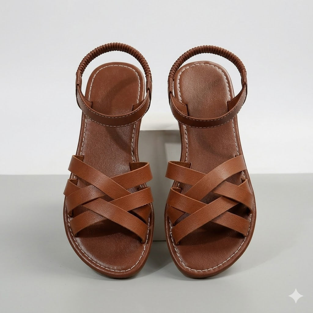Elena | Woven Ankle-Strap Flat Women Summer Sandals