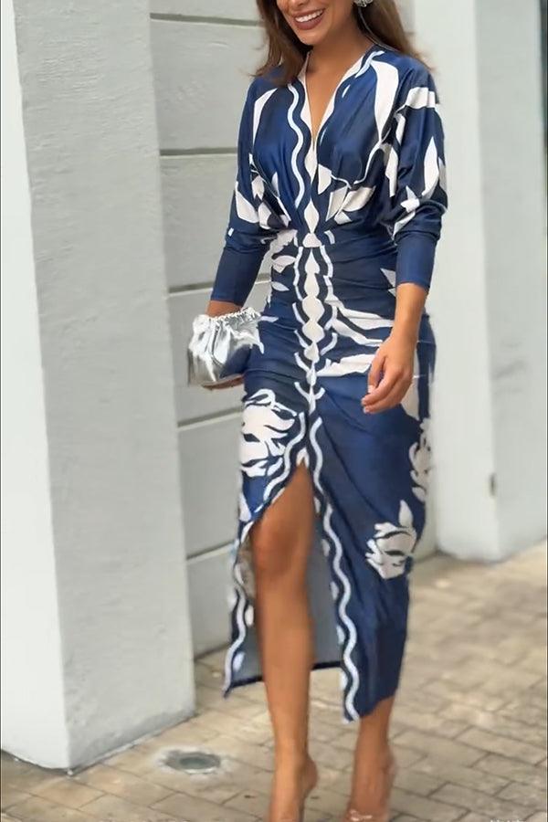 Daphne | Dolman-Sleeve Ruched-Slit Women Party Dress