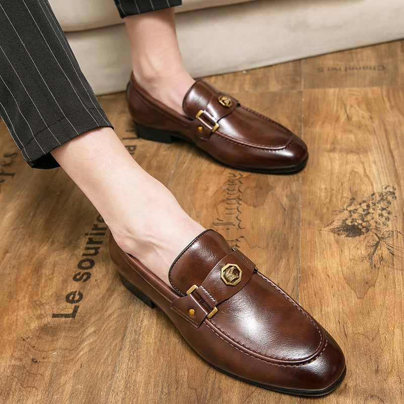 Charles | Emblem-Buckle Leather Formal Men Loafers