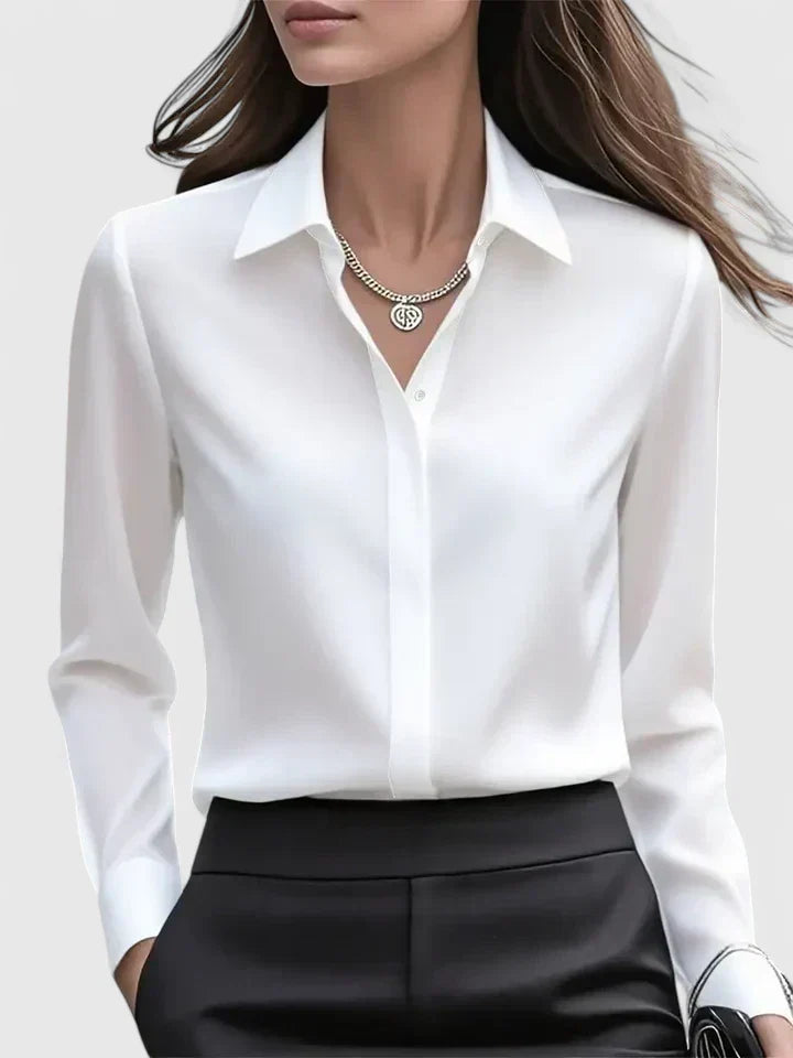 Tania | Satin Collared Button-Front Women Blouses for Summer