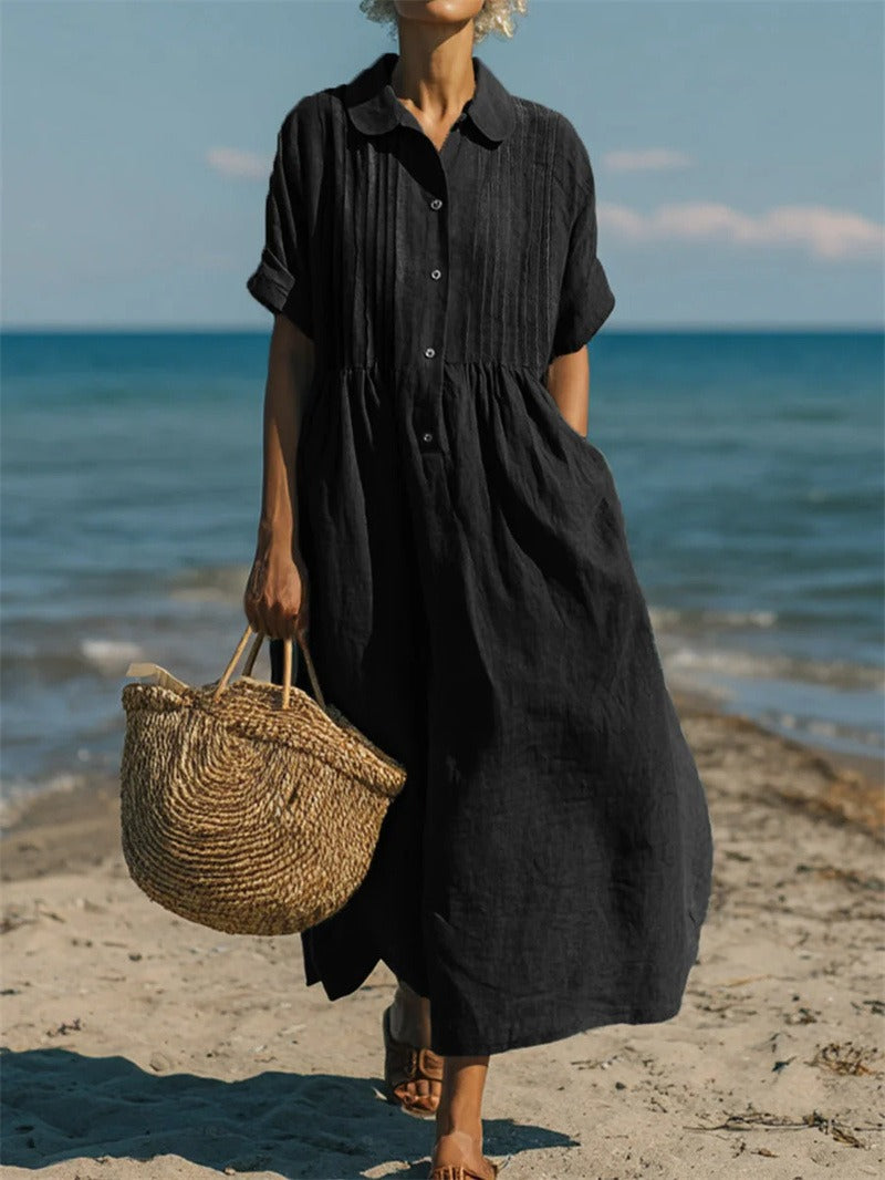 Fern | Relaxed Cotton Shirt Midi Dress for Summer