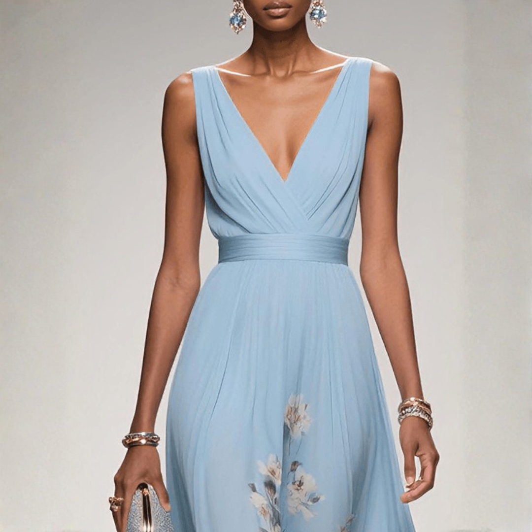 Phoebe | Floral V-Neck Chiffon Maxi Dress for Summer