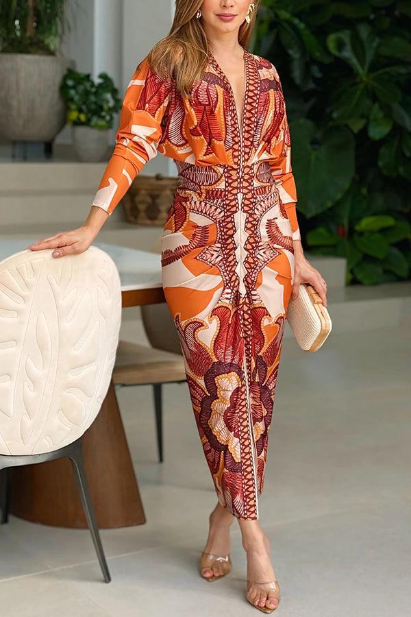Daphne | Dolman-Sleeve Ruched-Slit Women Party Dress